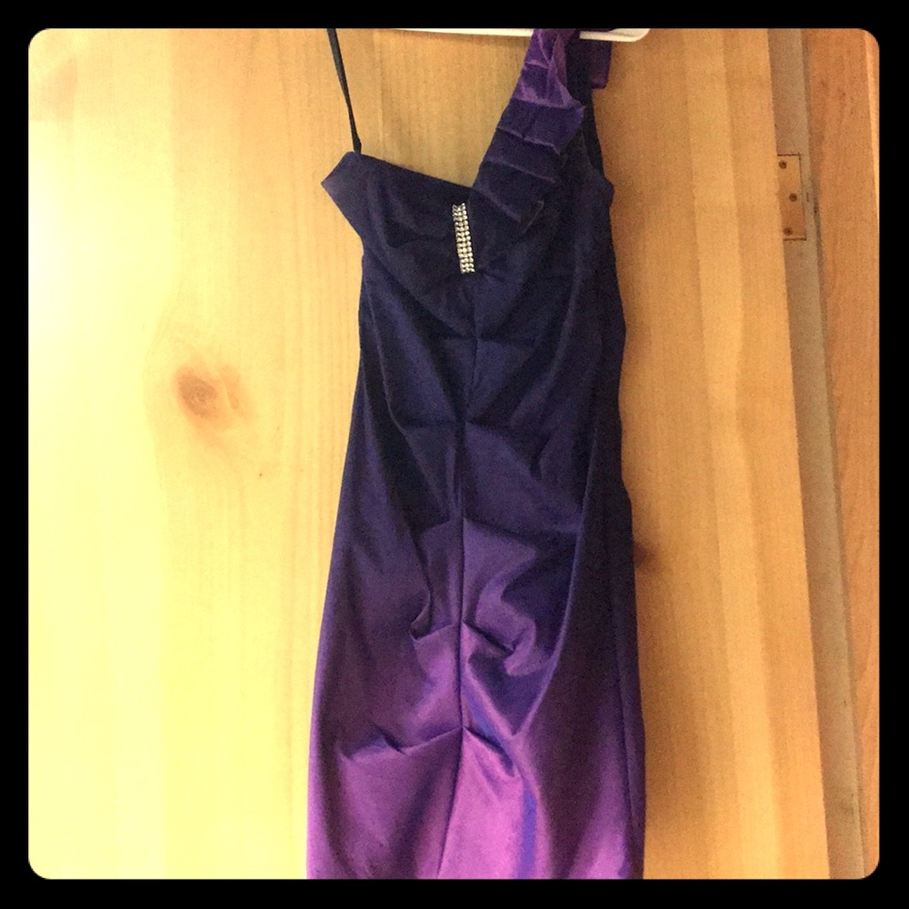 Purple, one shoulder dress
